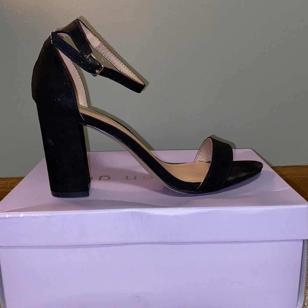 Black Suede Madden Girl Stappy Heels